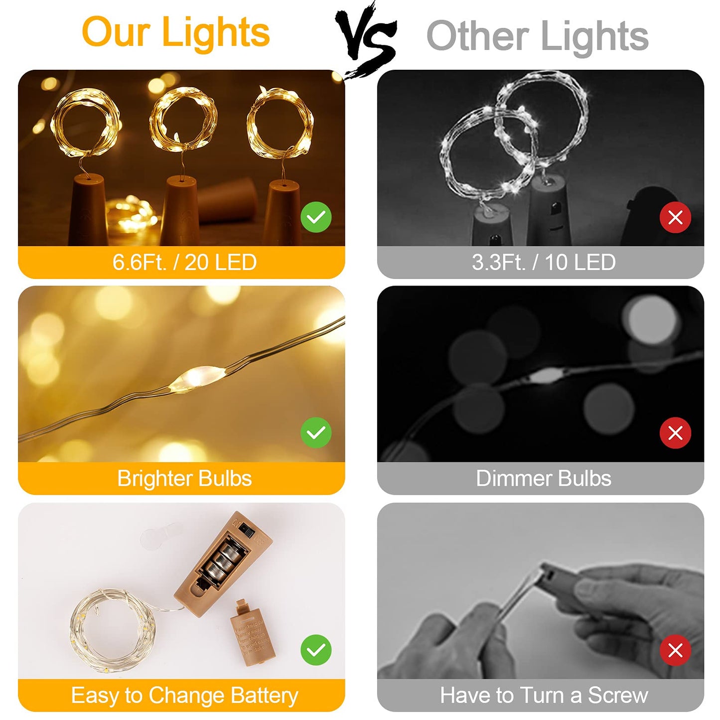 Wine Bottle Lights with Cork, 10 Pack 20 LED Waterproof Battery Operated Cork Lights, Silver Wire Mini Fairy Lights for Liquor Bottles DIY Party Bar Christmas Wedding Décor