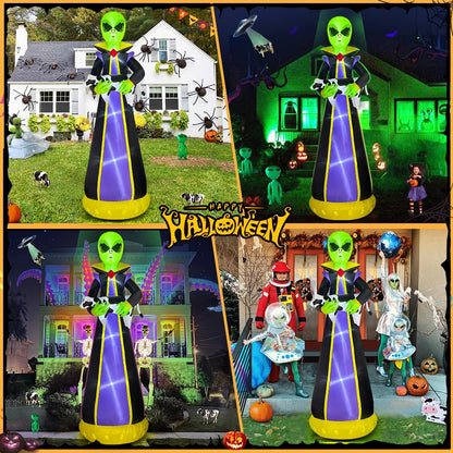 Halloween Inflatable Outdoor Decoration 10 FT Inflatable Alien Decoration Halloween Blow up Yard Decoration LED Lights Holiday Party Yard Lawn Halloween Decorations Garden