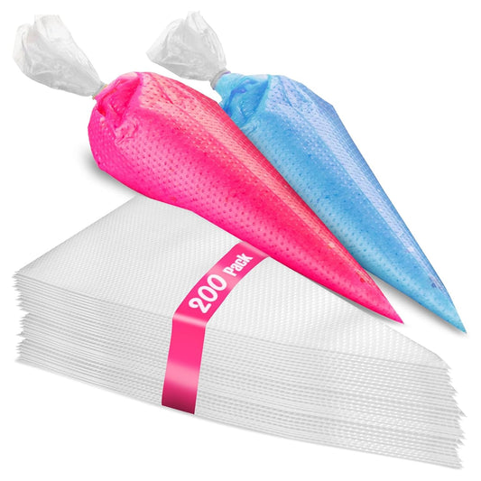 Set of 200 - Anti Burst Piping Bags 12 Inch - Prestee Tipless Icing Bags - Durable Frosting Piping Bag Tools - Pastry and Cookie Decorating Supplies