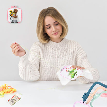 Square Embroidery Hoops, Cross Stitch Hoop and ABS Plastic Embroidery Hoops for Sewing, Needlework, Cross Stitch, Embroidery Projects (3PCS-3", 4.3", 6.5")