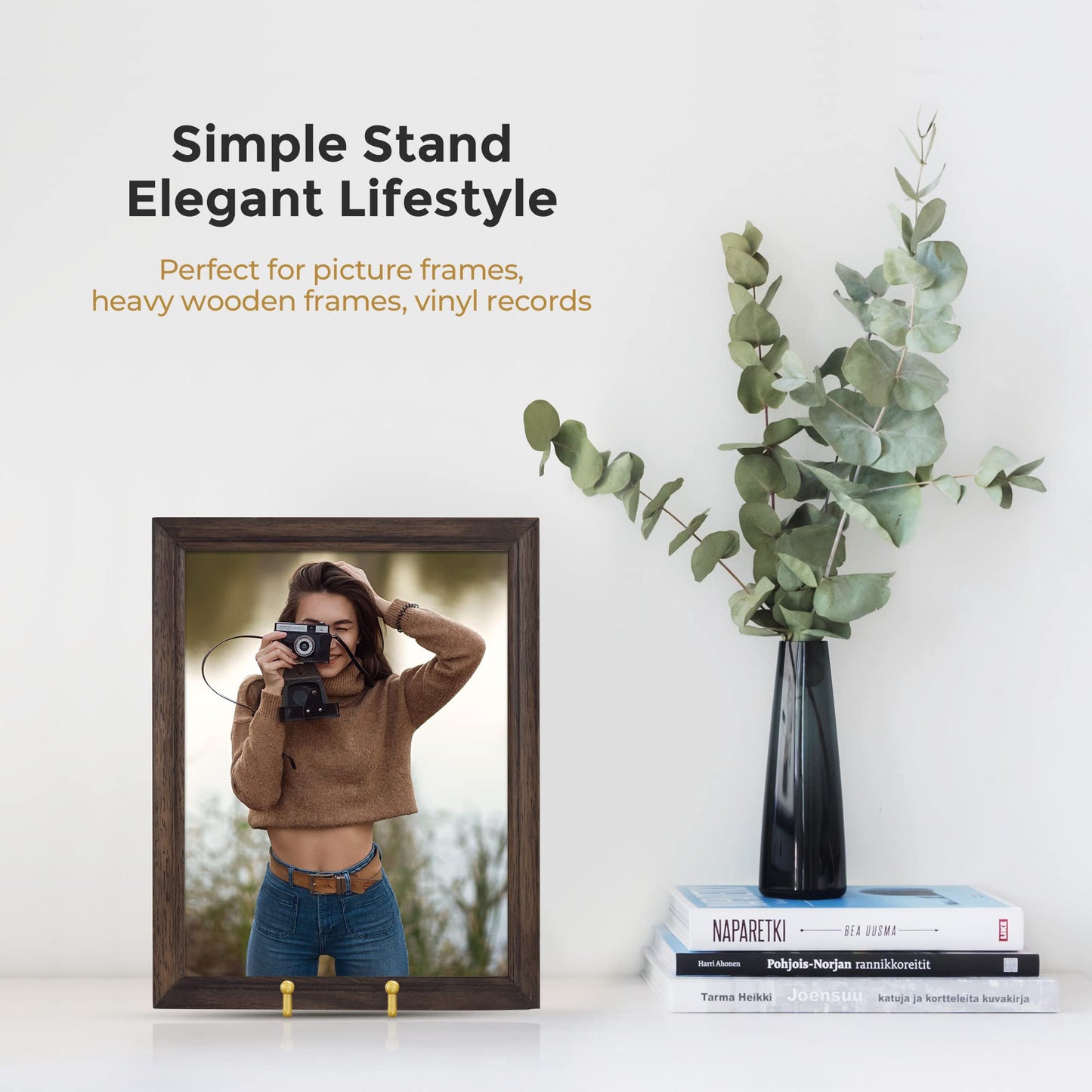 Plate Stands for Display - 6 Inch Plate Holder Display Stand + Metal Frame Holder Stand for Picture, Decorative Plate, Photo Easel, Tabletop Art (Gold 2 Pack)