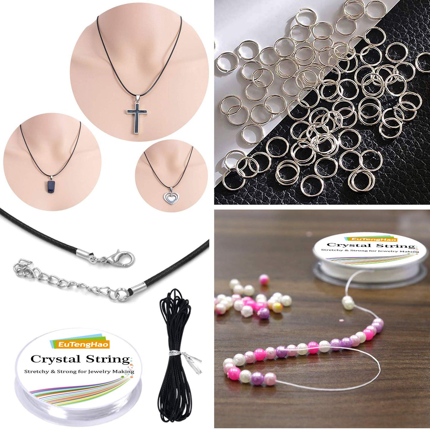 Jewelry Making Kit with Pliers, Wires, Jump Rings, Clasps, Cord and More for Jewelry DIY Crafts - Silver