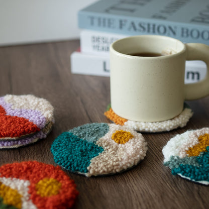 Punch Needle Coasters Kit, Punch Needle Embroidery Kits for Adults and Beginners - Including Patterns, Tools, Yarns, Hoop, Instruction, Coaster Holder Art Craft Supplies - Landscape