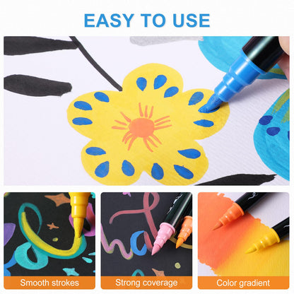 30 Colors Acrylic Paint Markers, Waterproof Dual Tip Acrylic Paint Pens with Brush and Fine Tip, Markers Set for Paper, Rock, Wood, Canvas, Glass, Ceramic and DIY Crafts Making Art Supplies