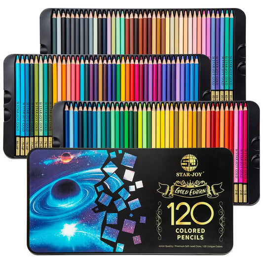 Gold Edition 120 Colored Pencils for Adult Coloring, Premier Color Pencils for Layering Shading Blending, Holiday Gifts for Artist Drawing, Oil Based Colored Pencils
