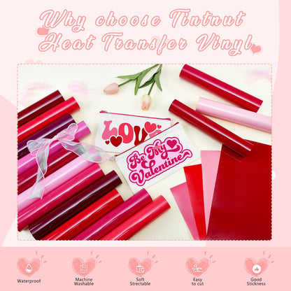 Pink HTV Heat Transfer Vinyl - 18 Sheets 12 x 10inches Light Pink HTV Iron on Vinyl for T-Shirts Compatible with Cricut or Silhouette Cameo