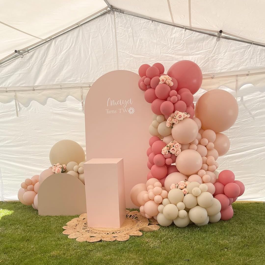 Pink Bow Balloons, 35PCS Light Pastel Pink Cream Balloon, Dusty Blush Pink Beige Balloons for Girls Women Birthday Wedding Bridal Baby Shower Boho Princess Coquette Theme Party Decorations Supplies