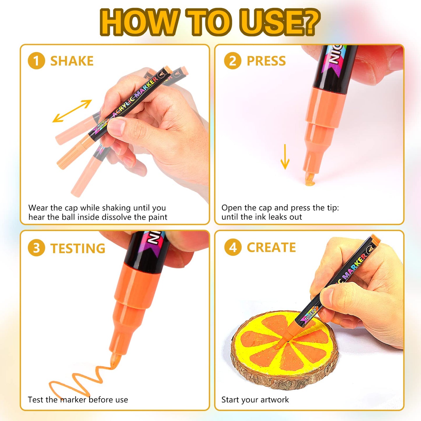 72 Colors Acrylic Paint Pens Paint Markers, Extra Fine Tip Point Acrylic Paint Pens for Rock Painting, Canvas, Wood, Ceramic, Glass, Stone, Fabric, DIY Crafts & Art Supplies