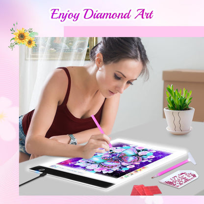 A4 Diamond Art Light Board, Ultra-Thin Light Pad for Painting, Light Table Tracing Light Box for Drawing, Tattoo, Weeding Vinyl, Sketching, Painting Accessories Gifts for Her, Kids, Him