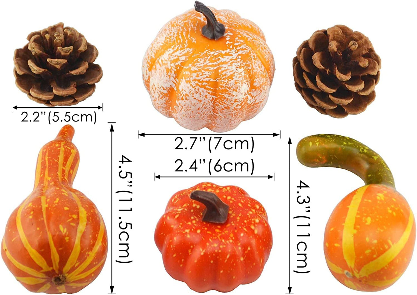 Mixture of Artificial Pumpkins, Lifelike Maple Leaves, Realistic Acorn with Natural Cap, Pine Cones for Festival Halloween Thanksgiving Fall Harvest Home Decoration(50pcs)