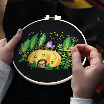 5 Sets Embroidery Kit for Beginners, Art Craft Handy Sewing Set Mushroom Cross Stitch Starter Kits, DIY Embroidery Kits with Patterns and Instructions Hoops Needles Threads