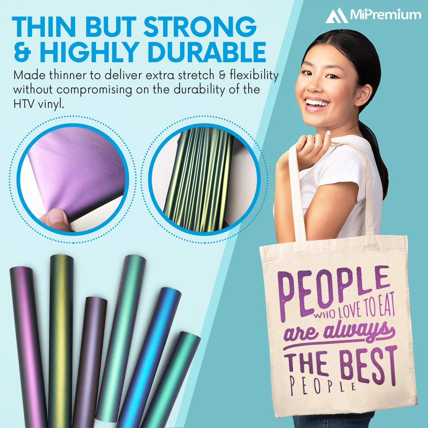 Chameleon Heat Transfer Vinyl Iron On HTV Compatible with Cricut Air & Expression Silhouette Cameo & Other Cutters. Assorted Gradient Change Color Pack of 12 x 12" Inch (6 x Sheets)