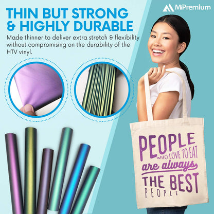 Chameleon Heat Transfer Vinyl Iron On HTV Compatible with Cricut Air & Expression Silhouette Cameo & Other Cutters. Assorted Gradient Change Color Pack of 12 x 12" Inch (6 x Sheets)