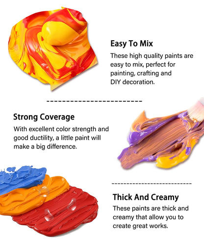 Permanent Fabric Paint, 14 Colors Soft Fabric Paint in Bottles (30ml/1oz) with Brushes, Palette, Non-Toxic Textile Paint for Creative DIY Clothes, T-Shirts, Shoes Art and Crafts