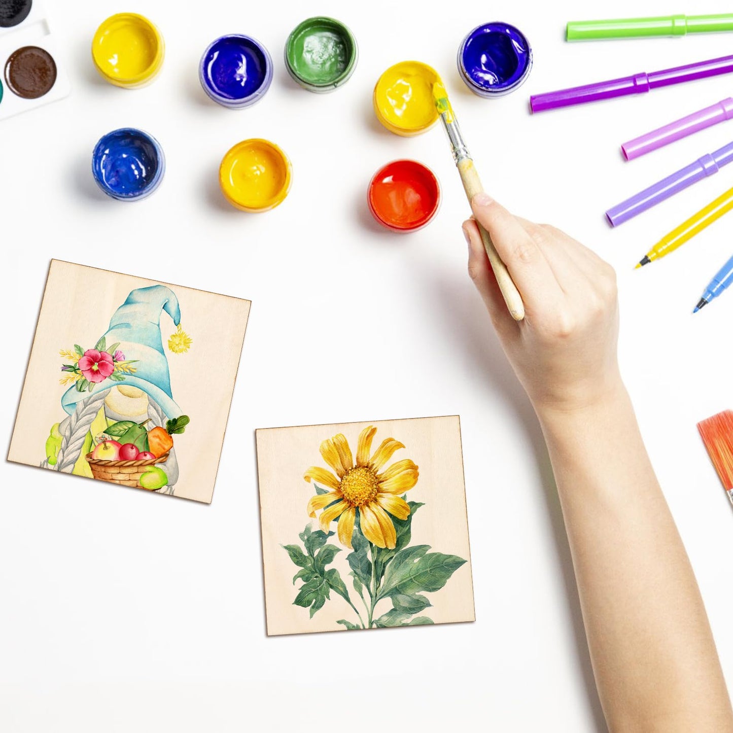 50PCS 4x4 Inch Wood Squares Unfinished Square Wood Pieces for Crafts,Painting, Writing, DIY Supplies, Engraving and Carving, Home Decorations (4x4 Inch 50Pcs)