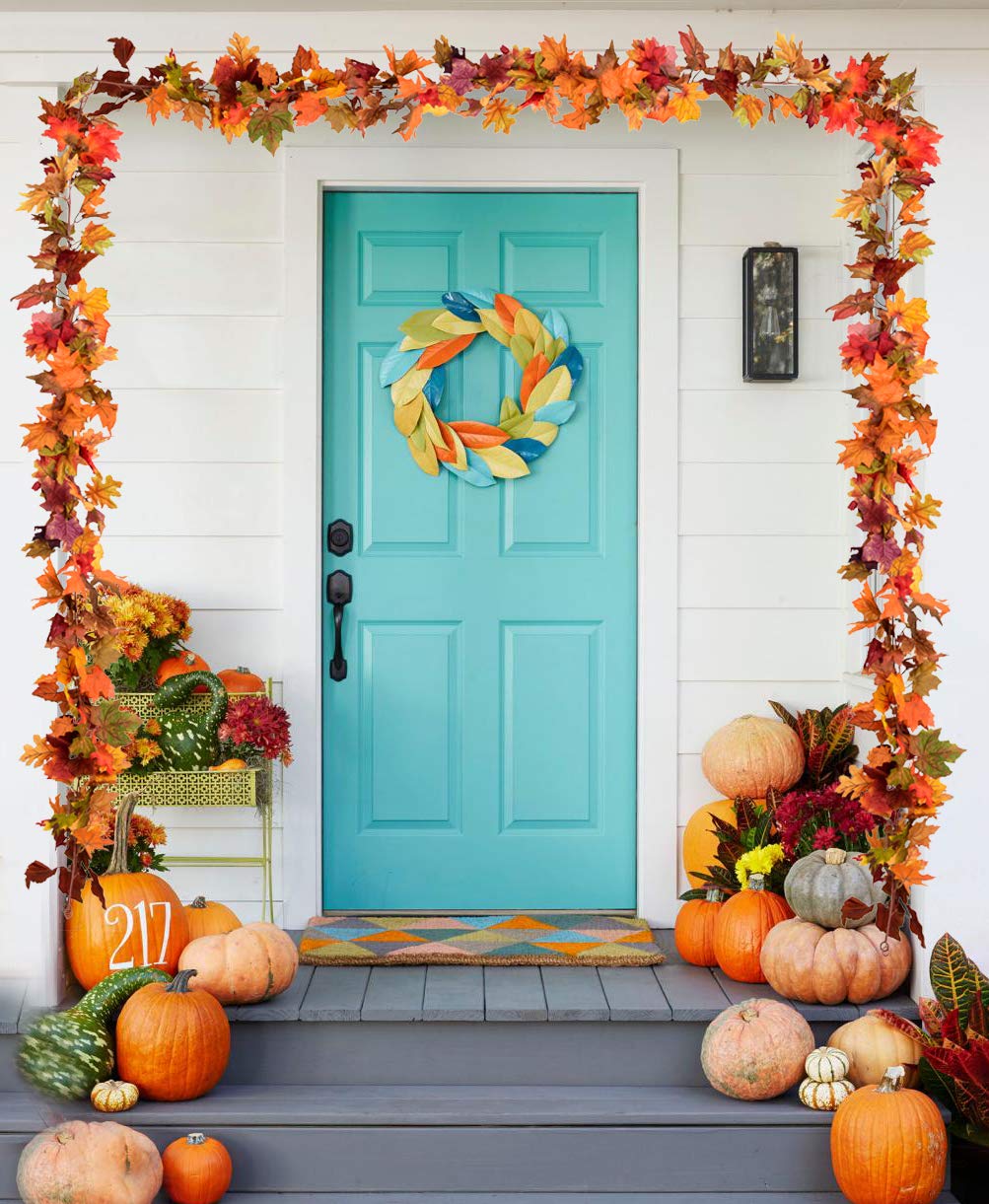 2 Pack Fall Maple Leaf Clearance, 5.9Ft/Piece Hanging Vine Garland Artificial Autumn Foliage Thanksgiving Decor for Home Wedding Fireplace Party Christmas