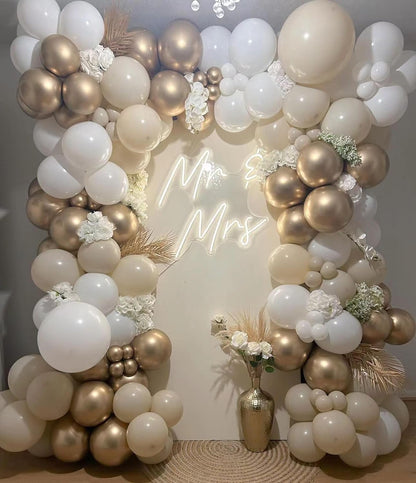 Nude White Gold Balloons, 60PCS Metallic Champagne Gold Cream White Clear Balloon White Sand Blush Beige Transparent Party Balloons for Birthday Boho Wedding Anniversary Engagement Hen Decorations