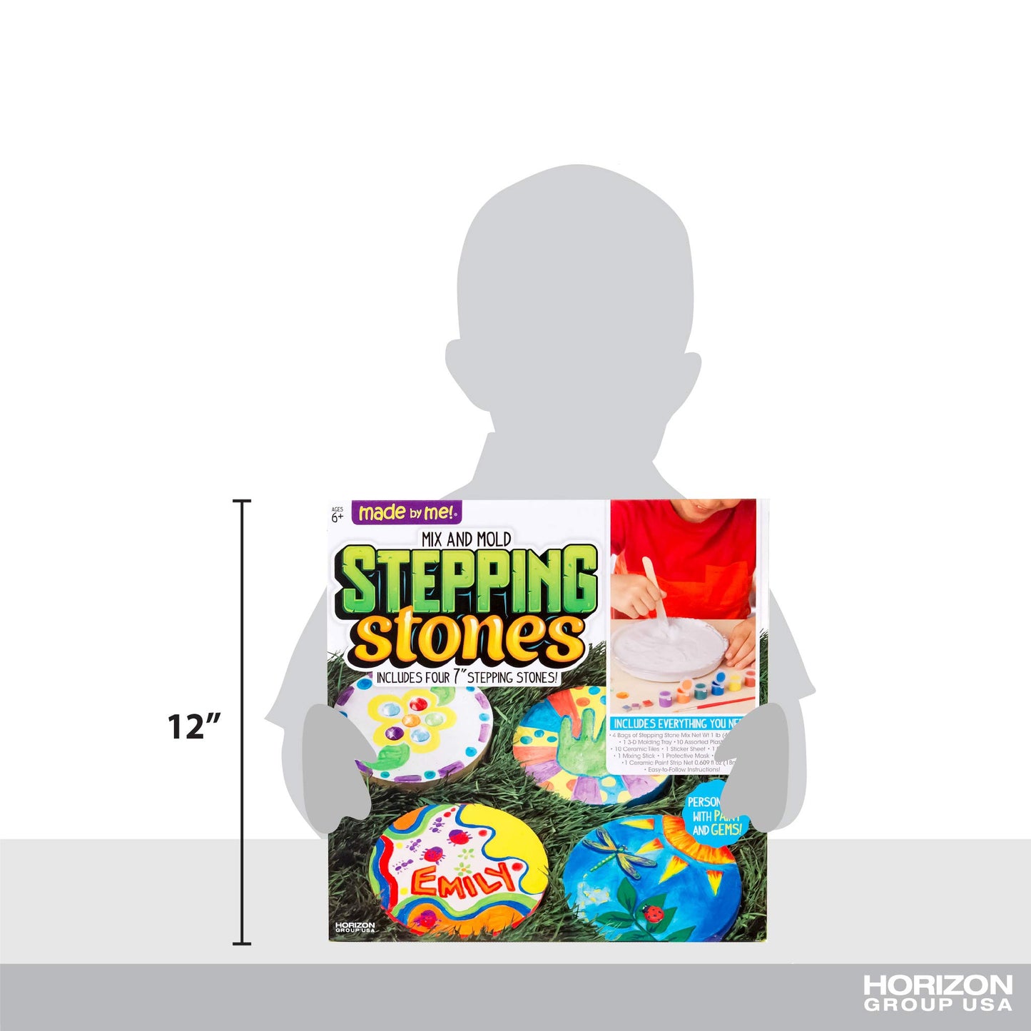 Mix & Mold Your Own & Make 4 DIY Personalized Stepping Stones, Great Spring & Summer Weekend Activity, Perfect Keepsake, Birthday Party Idea for Kids Ages 5, 6, 7, 8, 9, Multicolor