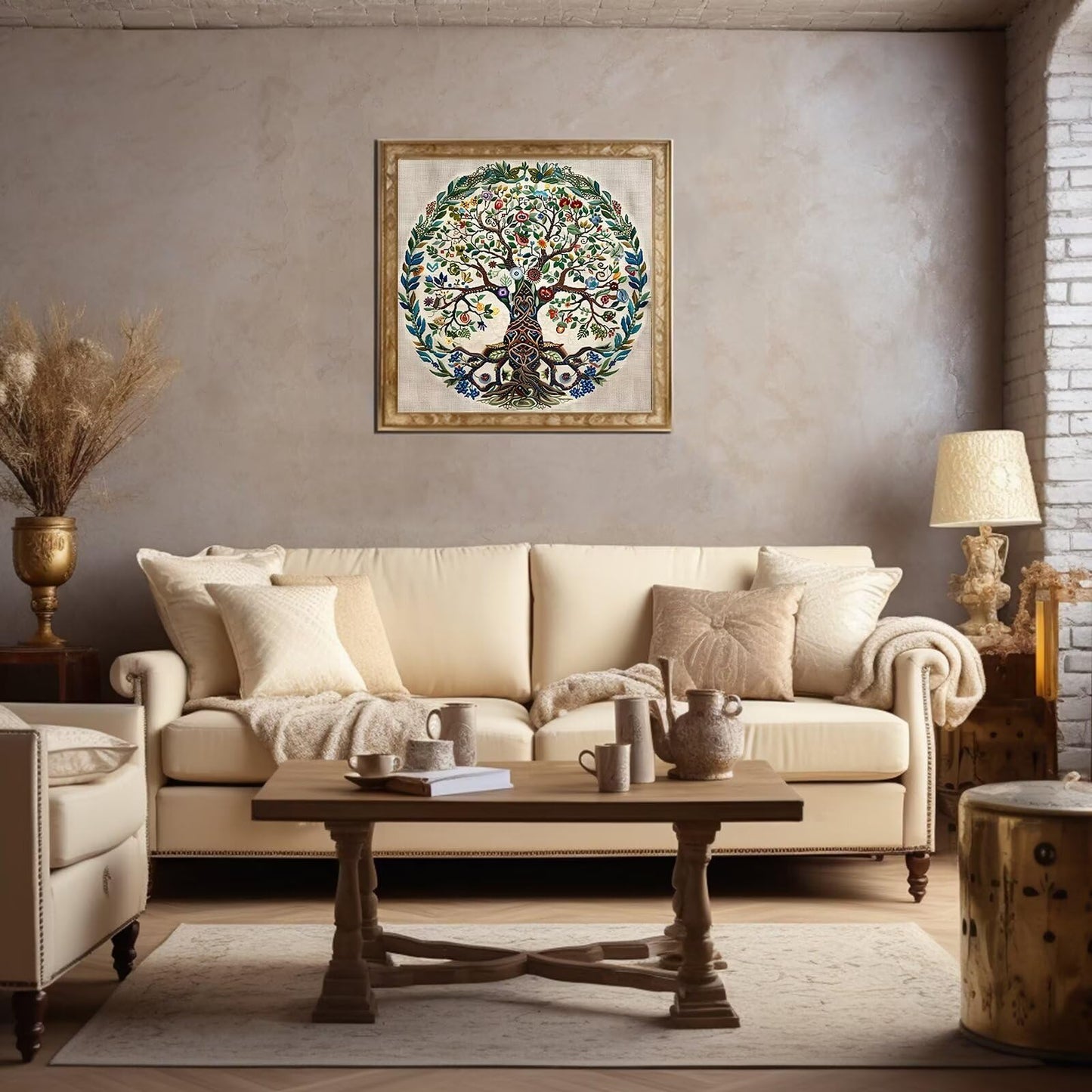 Tree of Life 11ct Cross Stitch Kits, 11 CT Funny Pre Printed Counted Stamped Cross Stitch Embroidery Needlepoint Needlework Patterns Kits for Beginners Adults Crossstitch 40x40 cm