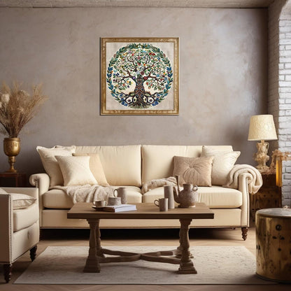 Tree of Life 11ct Cross Stitch Kits, 11 CT Funny Pre Printed Counted Stamped Cross Stitch Embroidery Needlepoint Needlework Patterns Kits for Beginners Adults Crossstitch 40x40 cm