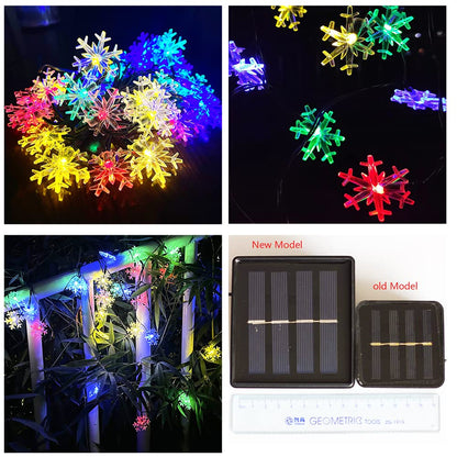 Solar Christmas Fairy String Lights 20 ft 30 LED 8 Modes Solar Snowflake Outdoor Waterproof Powered String Lights for Garden Patio Yard Home Christmas Tree Parties(Multicolor)