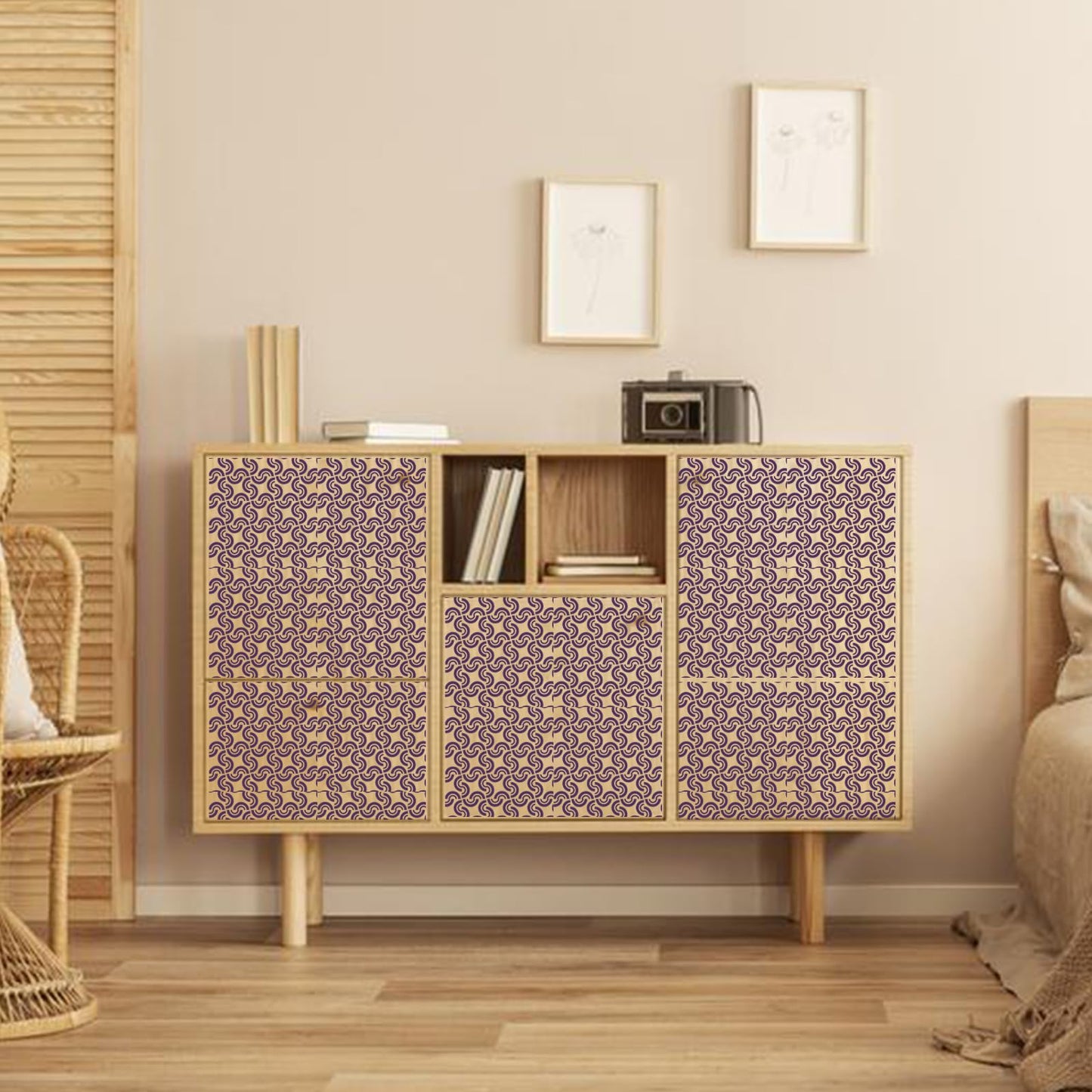 24Pcs Stencils for Painting, Reusable Geometric Painting Stencils Abstract Layering Stencil for Painting on Wood Canvas Furniture Floor Decor DIY Supplies, white