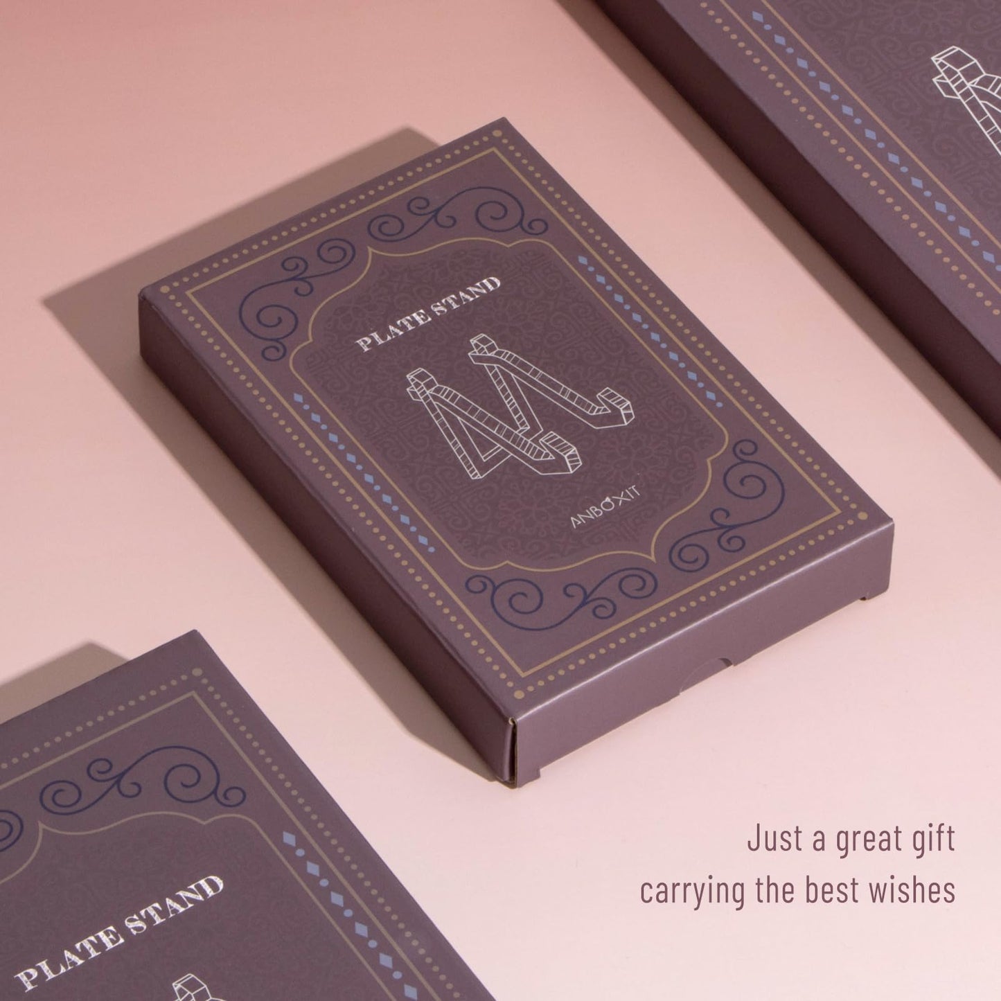 Plate Display Stand, 4 Inch Plate Holder for Displaying, Decorative Picture Frame Dish Photo Plaque Platter Wood Stand