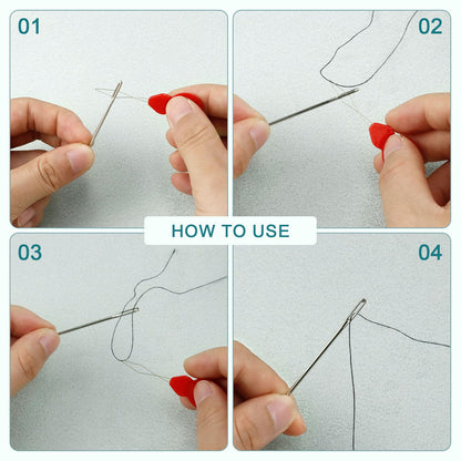 80/40 PCS Large Eye Sewing Needles, 7 Sizes Sewing Sharp Needles, Leather Needle Embroidery Thread Needle, Stainless Steel Yarn Knitting Needles with Threaders for Handsewing Art Crafts CJ