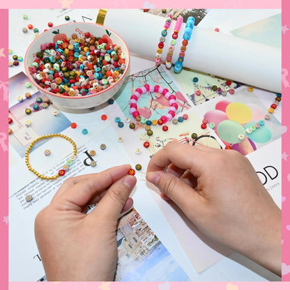 1000pcs 4x7mm Round Letter Beads Colorful Acrylic with Gold Letter Alphabet for Jewelry Making