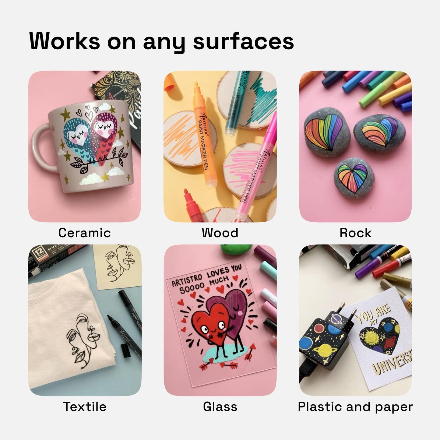 30 Acrylic Paint Pens, Art Set Acrylic Paint Markers, Fabric Markers for Textile, Canvas, Rock, Glass, Wood, Paper, DIY, for Kids and Adults, Extra Fine