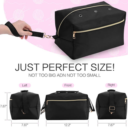 home Yarn Bag Crochet Bag Organizer Knitting Bag Organizer Crochet Storage Yarn Holder for Crochet Accessories Yarn Storage Bag for Crocheting Gifts for Crochet Lovers,Mom,Women,Black