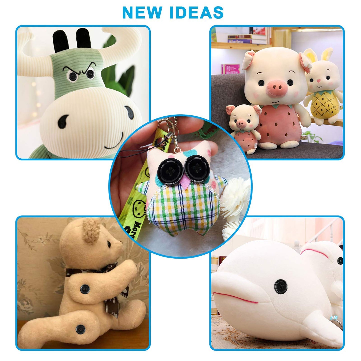 100 Pcs Premium Mixed Resin Sewing Buttons, kidoom Eco-Friendly 4-Hole Craft Buttons, 5 Sizes of Black Buttons Suitable for Sewing, DIY and Holiday Decoration(Black & White)