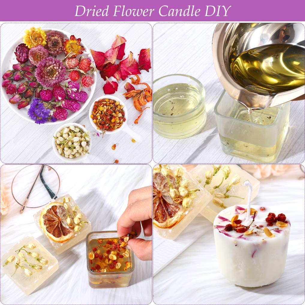 21 Bags 100% Natural Dry Flower Herbs Kit for Soap, DIY Candle, Bath, Resin Jewelry Making Include Lavender, Don't Forget Me, Lily, Rose Petals, Jasmine and More