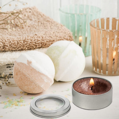 30 Pack 2 Ounce Metal Tin Cans - Round Empty Containers with Clear Top for Candles, Arts & Crafts, Storage in Kitchen & Office Use