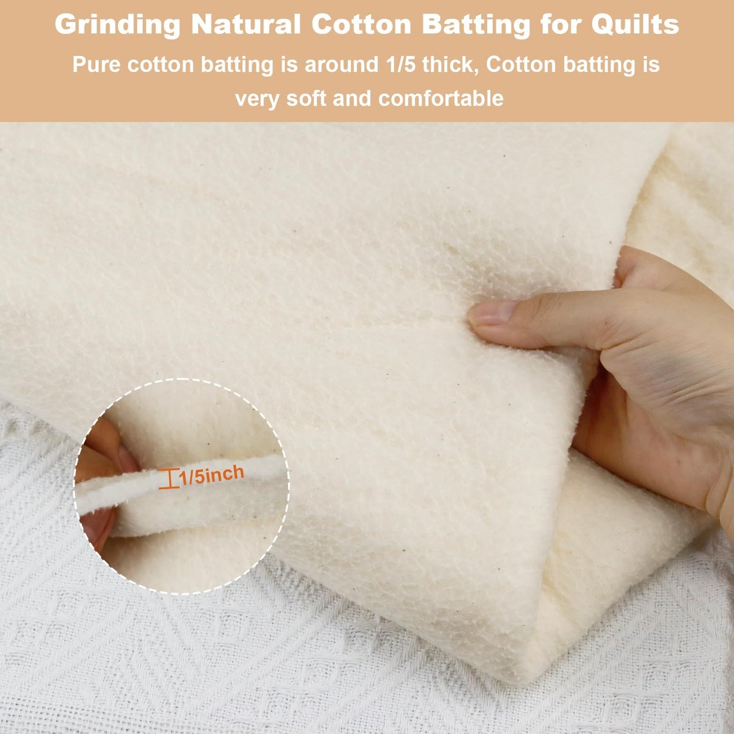Grinding Natural Cotton Quilt Batting: 47-Inch x 59-Inch Light Weight Purely Natural All Season Quilt Batting for Quilts, Craft and Wearable Arts