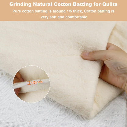 Grinding Natural Cotton Quilt Batting: 47-Inch x 59-Inch Light Weight Purely Natural All Season Quilt Batting for Quilts, Craft and Wearable Arts