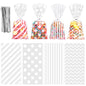 100 Pack White Cellophane Bags Plastic 10.6 x 5.1 Inch Candy Bags Gift Bags Goodie Bags with Twist Ties for Valentine, Birthday, Gift Cookie Snack Packing Party Favor Supplies