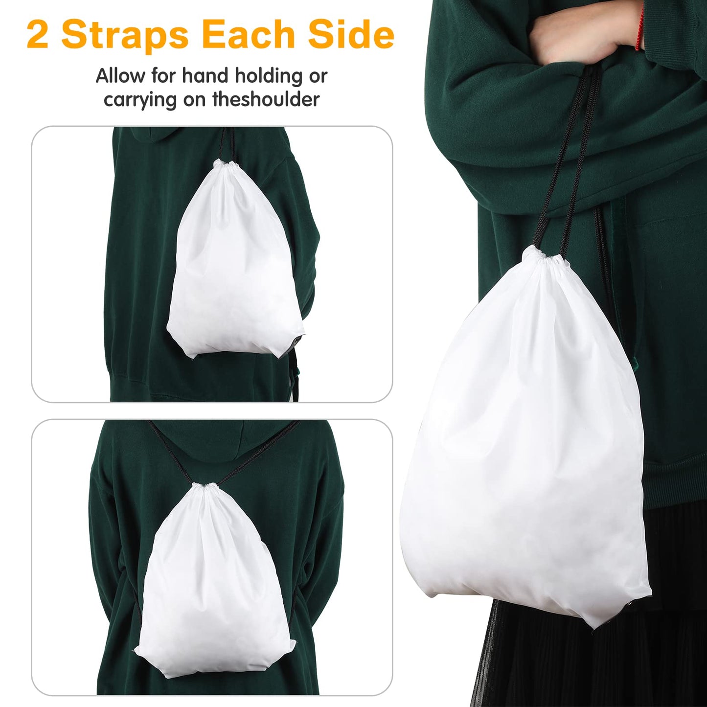 30 Pcs Blank Sublimation Drawstring Bags Drawstring Backpack Bulk Heat Press Reusable Polyester Sublimation Bags Cinch Sackpack for Gym Sport DIY Craft, White