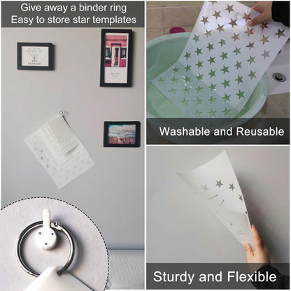 American Flag 50 Star Stencils and 13 Stars 1776 Templates, American Flag Templates, Ideal for Painting on Wood, Fabric, Paper, Walls [6 Sizes, 2 Styles]