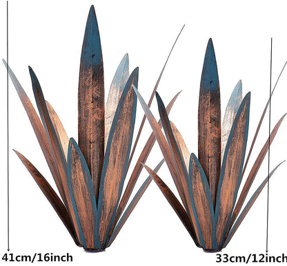 2pcs Tequila Rustic Sculpture DIY Metal Agave Plant Home Decor Rustic Hand Painted Metal Agave Garden Ornaments Outdoor Decor Figurines Home Yard Decorations Stakes Lawn Ornaments…