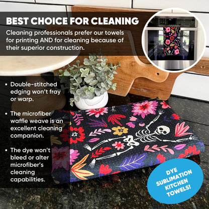 Sublimation Blanks | Premium Kitchen Towels | Waffle Weave Tea Towels | Polyester for Sublimation (16x24 Inches, Pack of 6)