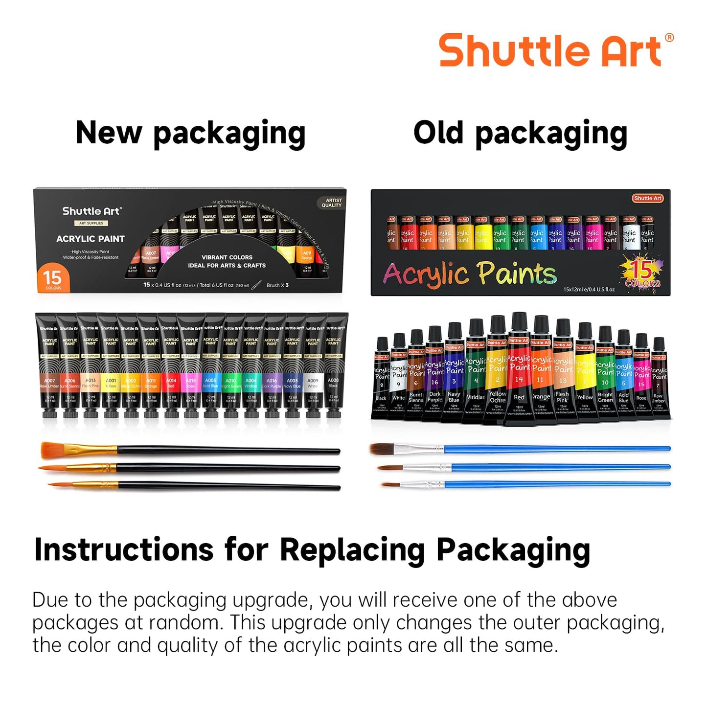 Acrylic Paint Set, 15 x 12ml Tubes Artist Quality Non Toxic Rich Pigments Colors Perfect for Kids Adults Beginners Artists Painting on Canvas Wood Clay Fabric Ceramic Crafts