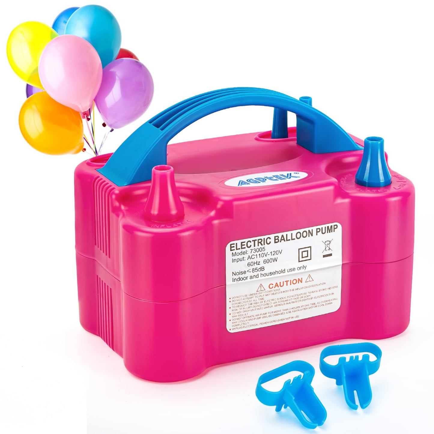 Electric Air Balloon Pump, 110V 600W Rose Red Portable Dual Nozzle Inflator/Blower for Party Decoration