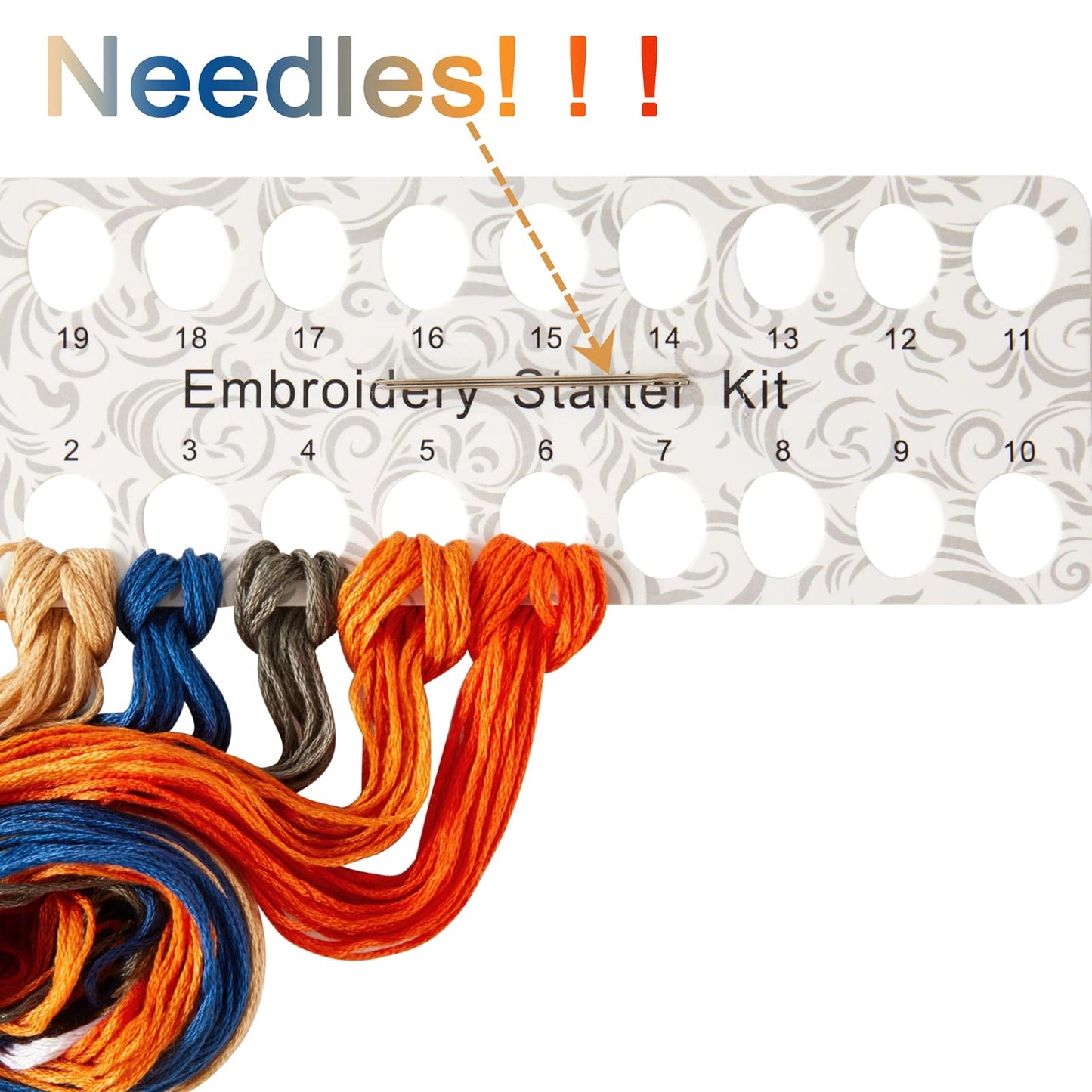 Embroidery Kits for Beginners Adults, Stamped Cross Stitch kits for Adult Beginners Embroidery Starter Kit with Pattern, 3 Embroidery Hoop and Fabric, Needles Threads (Attached Teaching Video QR Code)