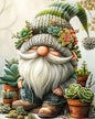 Gnome Stamped Cross Stitch Kits - Succulents Needlepoint Counted Cross Stitch Kits for Beginners Adults Patterns Dimensions Needlecrafts Embroidery Kits Arts and Crafts