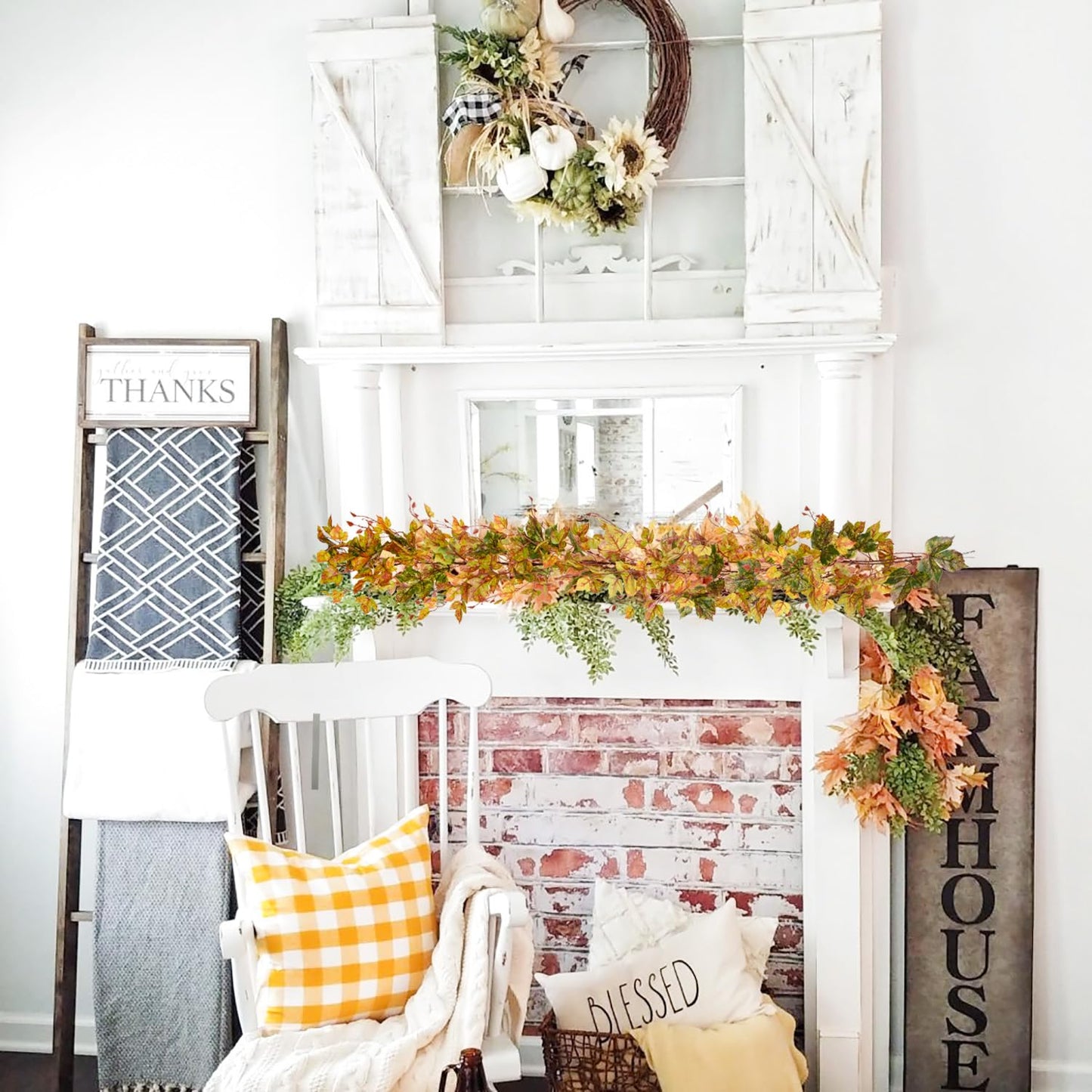 2 Pack Fall Maple Leaf Garland Clearance - 6.5ft/Piece Artificial Fall Foliage Garland Autumn Decoration for Home Wedding Halloween Party Thanksgiving