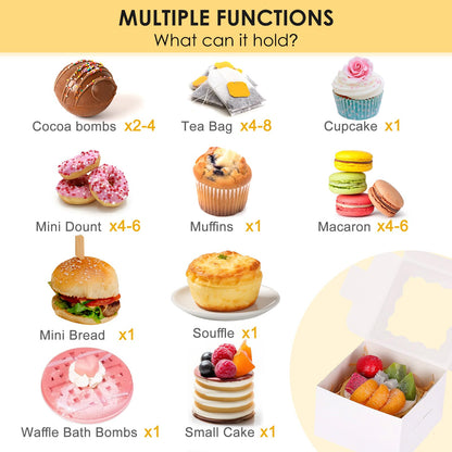 50pcs White Cookie Boxes with Window, 4x4x2.5 Inches Bakery Boxes with 5pcs Stickers for Small Cookies, Treats, Desserts, Chocolate Covered Strawberries, Mini Cake