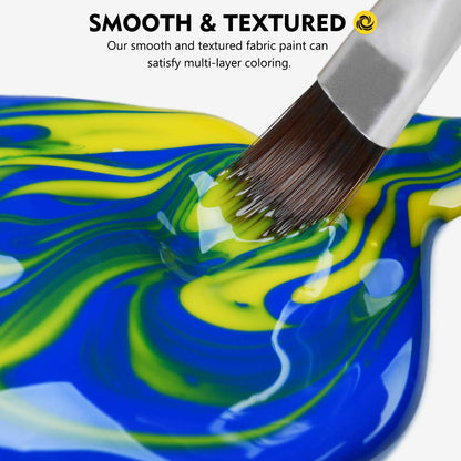 Permanent Soft Fabric Paint Set for Clothes 14 Colors 60ML Textile T-Shirt Paints, No Heating Needed & Washable Fabric Paints for Crafts, Canvas, T-Shirts, Jeans, Bags, with 3 Brushes