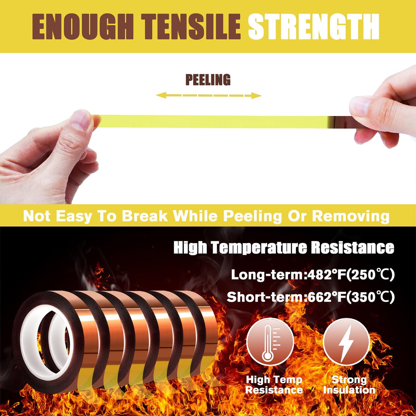 6 Rolls 10mm x16m(52FT) Heat Tape High Temperature Heat Resistant Tape Heat Transfer Tape for Heat Sublimation Press Vinyl,No Residue