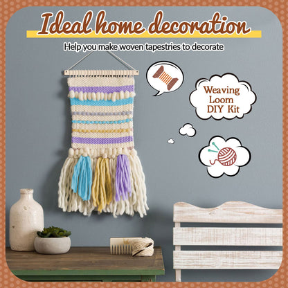 7 Pcs Weaving Loom Kit Small Weaving Loom for Beginners Wooden DIY Arts and Crafts with Wooden Stick,Comb,Crochet Needle for Adults Beginners Lovers Mother's Day Father's Day Birthday Gifts